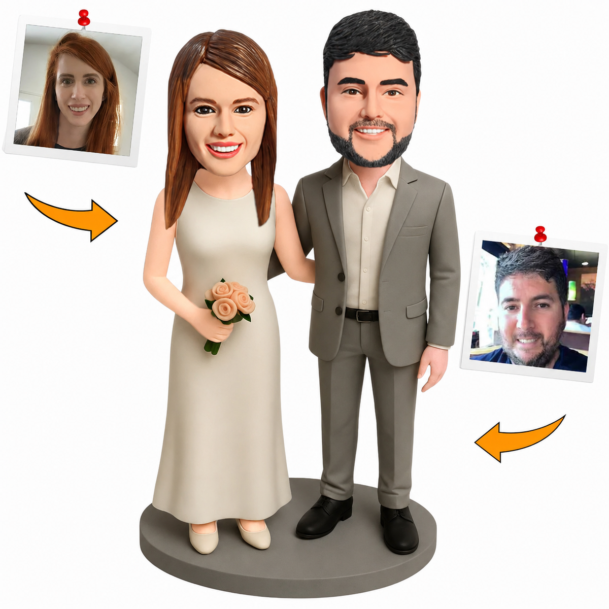 Wedding Couple with Flower Custom Bobbleheads
