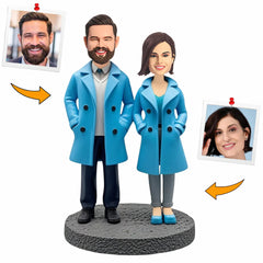 Blue Couple Clothes Custom Bobbleheads Handcraft