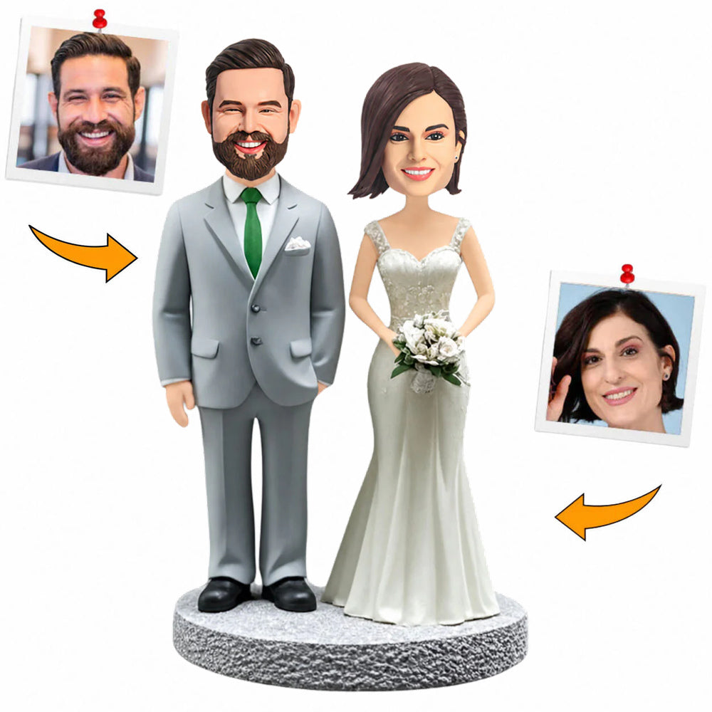 Handcraft Bride and Groom Couple Custom Bobbleheads Cake Topper