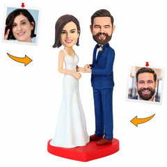 Wearing Wedding Rings Couple Custom Bobbleheads