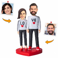 Love Heart Happy Couple Custom Bobbleheads