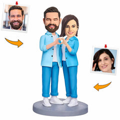 Couple Hands in Heart Pose Custom Bobbleheads