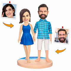 Happy Love Couple on Beach Custom Bobbleheads