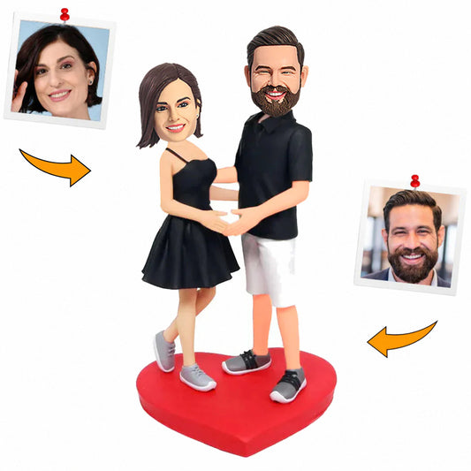 Casual Black Suit Couple Custom Bobbleheads