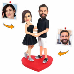 Casual Black Suit Couple Custom Bobbleheads