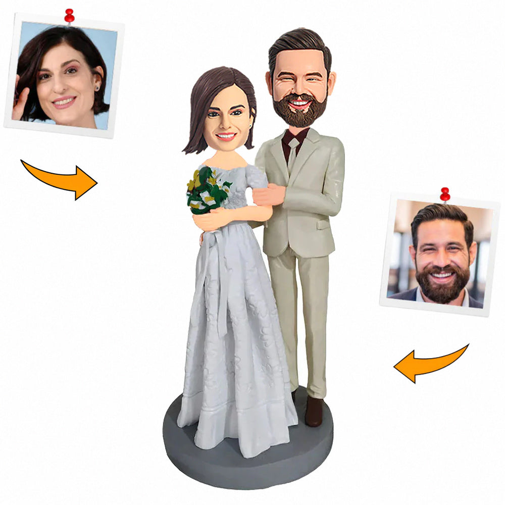 Couple Wearing Wedding Dress Custom Bobbleheads