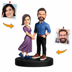 Handmade Gifts Couple Holding Hands Custom Bobbleheads Cake Topper