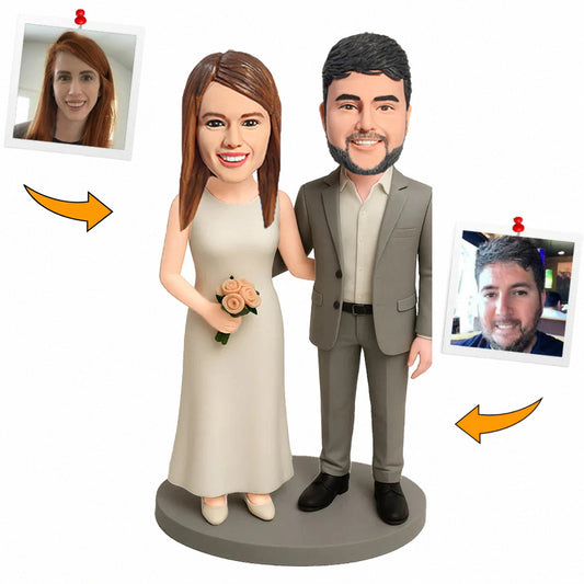 Wedding Couple with Flower Custom Bobbleheads