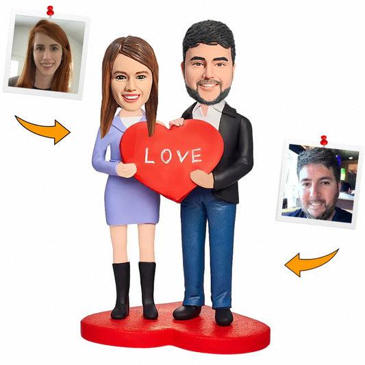Happy Couple Love Heart Custom Bobbleheads