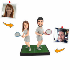 Couple Playing Tennis Custom Bobbleheads