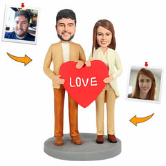 Handmade Love Heart Couple Custom Bobbleheads
