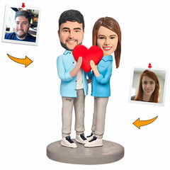 Happy Heart Couple Custom Bobbleheads