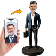 Handmade Business Man Holding Bag Custom Bobbleheads